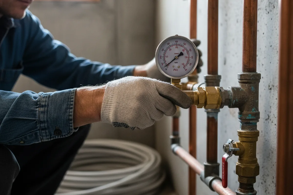 Pressure testing a repaired line during Water Line Repair in Muscatine
